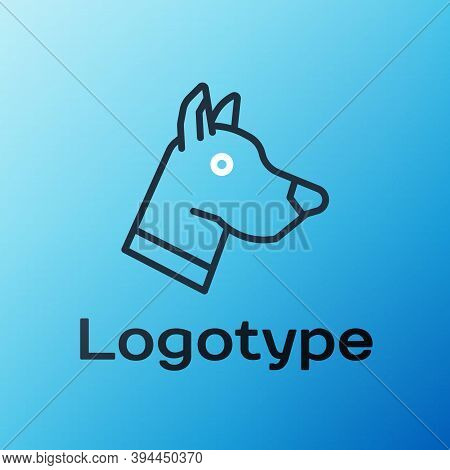 Line Dog Head Icon Isolated On Blue Background. Colorful Outline Concept. Vector