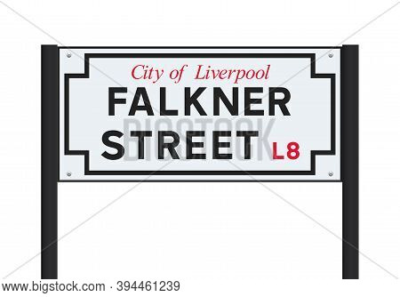 Vector Illustration Of The Falkner Street Road  Sign On Black Metallic Post