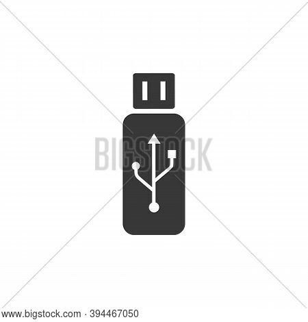 Usb Drive Icon Isolated On White. Vector Illustration Modern Flat Style