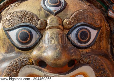 China, Sanya - January 21, 2020: Colorful Fragment Of A Traditional Buddhist Or Tibetan Wrathful Dei