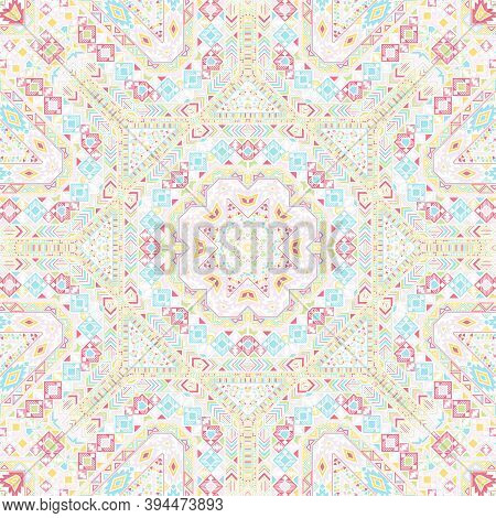 Urban Seamless Pattern With Geometric Elements Composition. Ethnic Asian Design. Fabric Print. Small