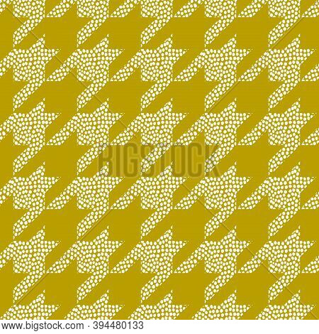 Houndstooth And Dots Fashion Seamless Pattern. Vector Repeat Background.