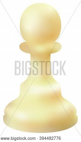 White Wooden Chess Figure Pawn Isolated On White Background. Chess Piece Pawn. Realistic Vector Illu