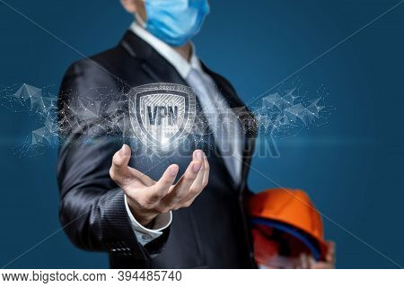 Civil Engineer Points To A Secure Virtual Private Network.