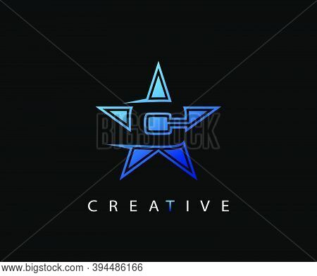 Letter C Fast Star, Technology And Digital Abstract Line C Network Space Logo.