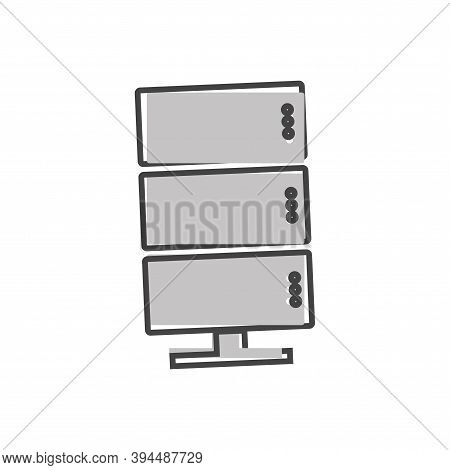 Vector Data Center Icon. Illustration Server Cartoon Style On White Isolated Background.ite Isolated