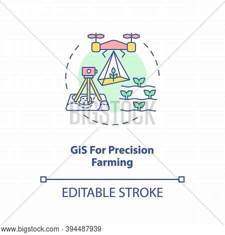 Gis For Precision Farming Concept Icon. Information Technology In Agriculture. Detailed Analyzing Of