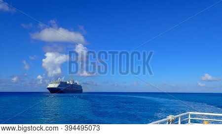The Holland America Line Zuiderdam Cruise Ship Anchored Off The Private Island Of Half Moon Cay In T