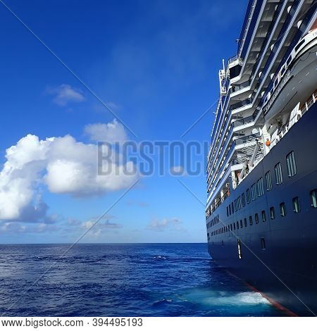 The Holland America Line Zuiderdam Cruise Ship Anchored Off The Private Island Of Half Moon Cay In T