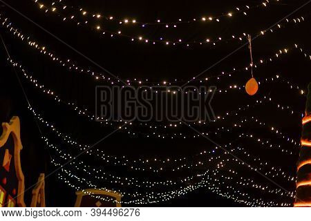 Christmas Lights Blur In The Dark Background