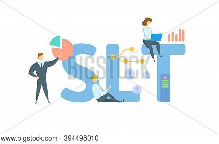Slt, Senior Leadership Team. Concept With Keywords, People And Icons. Flat Vector Illustration. Isol