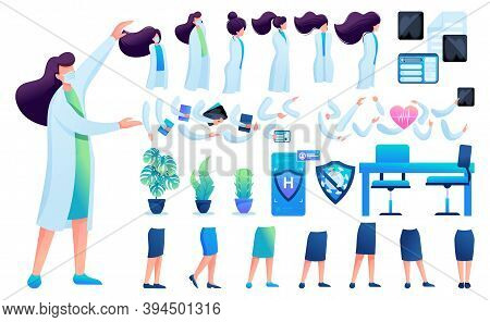 Constructor For Creating A Doctor Women. Create Your Own Character With A Set Of Hands And Feet. Fla