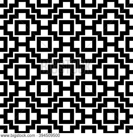 Inca Crosses Seamless Pattern. Ethnic Ornament. Folk Background. Geometric Wallpaper. Grid Image. Tr