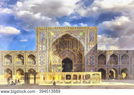 Shah Mosque Colorful Painting, Isfahan, Isfahan Province, Iran