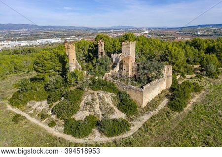 Muga Castle In Lower Penedes, In The Municipality Of Bellvei. Catalonia Spain