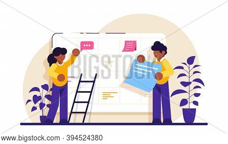 Content Plan Concept. Planning Concept. Entrepreneurship And Calendar Schedule Planning With Filling