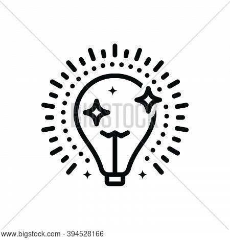 Black Line Icon For Bright Shining Light Sparkling Flashing Bulb Luminous Illumination Electric Crea