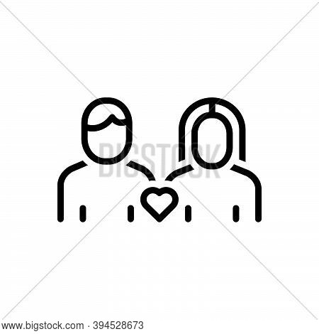 Black Line Icon For Couple Duet Pair Conjoin Relationship Together Romance Romantic Lovers Spouse Pe