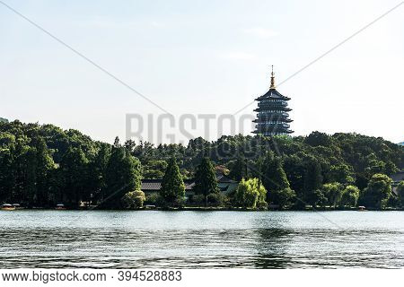 Leifeng Pagoda Is A Five Stories Tall Tower With Eight Sides, Located On Sunset Hill South Of The We