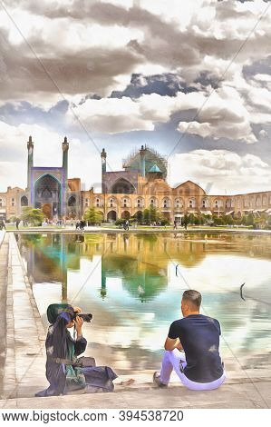 Shah Mosque Colorful Painting, Naghsh-e Jahan Square, Isfahan, Isfahan Province, Iran.