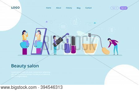 Cartoon Vector Illustration In Flat Style With Template Webpage Inscriptions And Writings. Conceptua