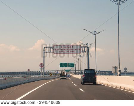 Badung Bali, Indonesia - October 3, 2019: Vehicles Running On Bali Mandara Toll Road Which Carried B