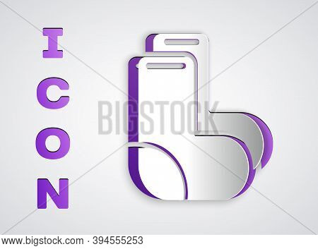 Paper Cut Valenki Icon Isolated On Grey Background. National Russian Winter Footwear. Traditional Wa