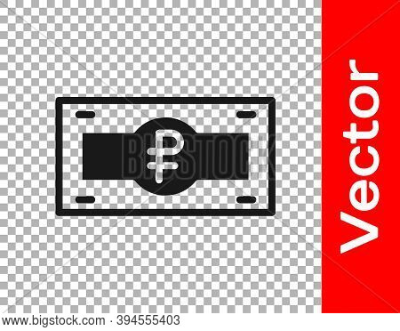 Black Russian Ruble Banknote Icon Isolated On Transparent Background. Vector