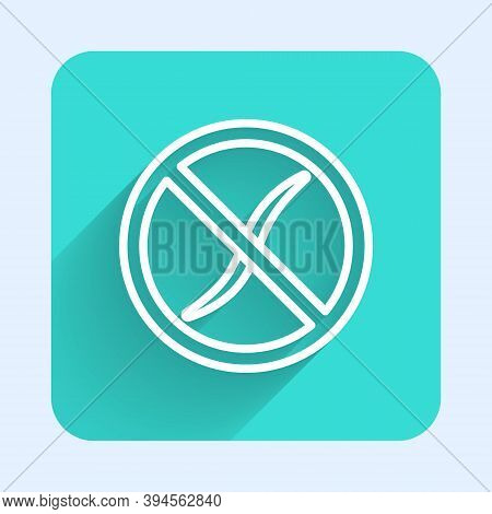 White Line Anti Worms Parasite Icon Isolated With Long Shadow. Green Square Button. Vector