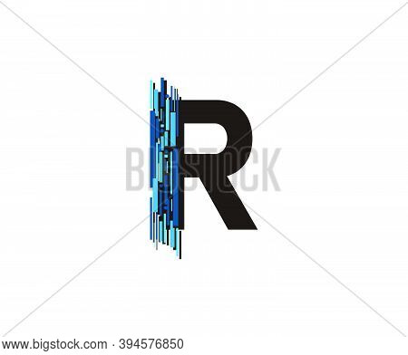 Modern Technology R Letter, Data Digital R Logo Icon.