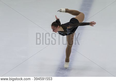 Minsk, Belarus – November 1, 2020: Professional Female Figure Skater Aleksandra Chepeleva From Belar