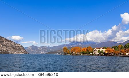 Beautiful Autumn View Of The City Of Iseo On Lake Iseo (lago Di Iseo)