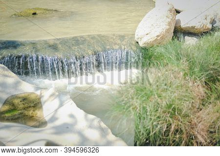 Watefall & Pond Plant Tree In Garden Park