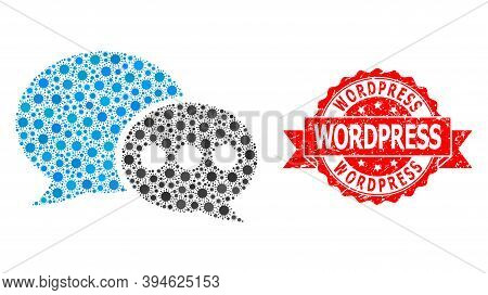 Vector Collage Forum Messages Of Sars Virus, And Wordpress Grunge Ribbon Stamp Seal. Virus Items Ins