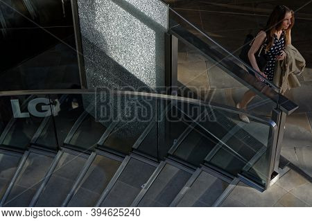 London, Great Britain, April 20, 2018 : Stairs Inside The Great Commercial Center.