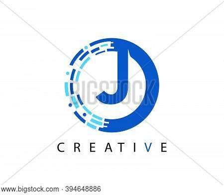Letter J Digital Network , Technology And Digital Abstract Line Network Circuit Vector Logo. .