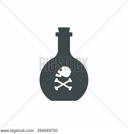 Bottle Poison Alcohol Skull Side View For Concept Design. Dangerous Container. Potion Beverage Bar D