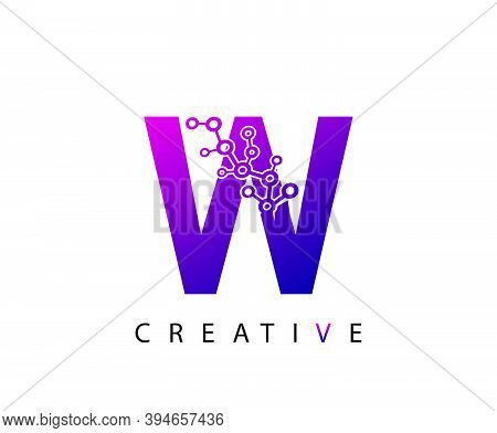 Abstract W Letter , Modern W Dot Technology Logo Design.