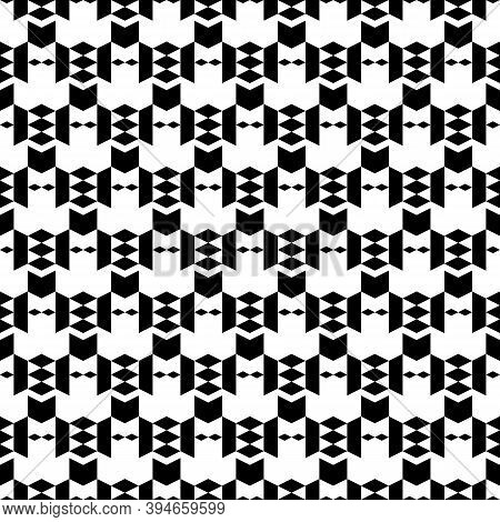 Seamless Pattern. Rhombuses, Trapeziums, Triangles, Chevrons Ornament. Folk Wallpaper. Ethnic Motif.