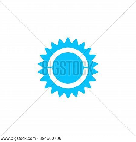 Bike Chainring, Chainwheel Icon Flat. Blue Pictogram On White Background. Vector Illustration Symbol
