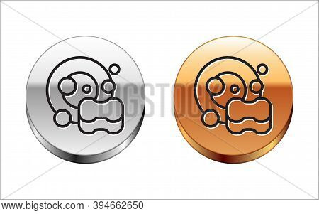 Black Line Washing Dishes Icon Isolated On White Background. Cleaning Dishes Icon. Dishwasher Sign. 