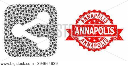 Vector Mosaic Share Of Virus, And Annapolis Dirty Ribbon Stamp Seal. Virus Elements Inside Share Col