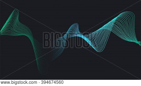 Smooth Flowing Blue Wave Lines Soundwave. Vector Illustration.