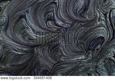 Silver Metallic Abstract Background. Make Up Concept.beautiful Stains Of Liquid Nail Laquers.fluid A