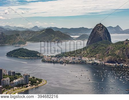 Rio De Janeiro, Brazil - December 24, 2008: Aerial View On Sugarloaf Mountain And The Entrance To Ba