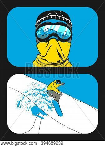 Winter Sports. Snowboarding. The Face Of A Snowboarder.