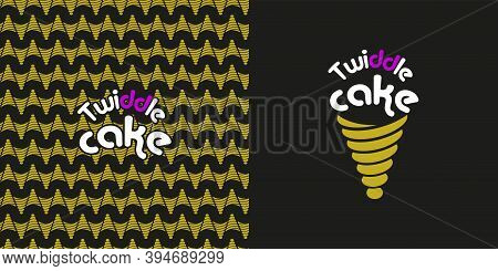 Pattern (black And Yellow Waves) And Logotype For Twiddle Cake.
