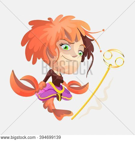Zodiac Signs - Cancer. Colored Vector Illustration. Cancer Funny Cute Cartoon Character. Isolated On