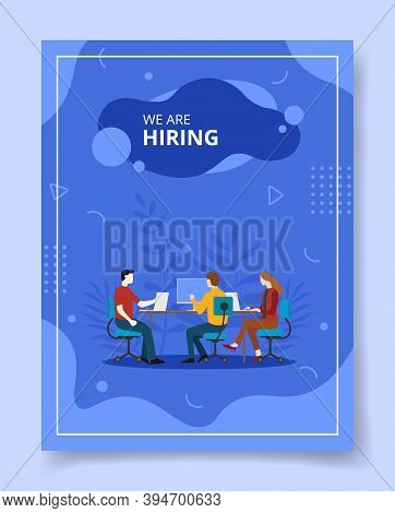 We Are Hiring Candidate Interview With Corporate Manager For Template Of Banners, Flyer, Books Cover