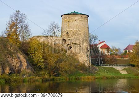 Thunder Tower On October Evening. Pskov, Russia